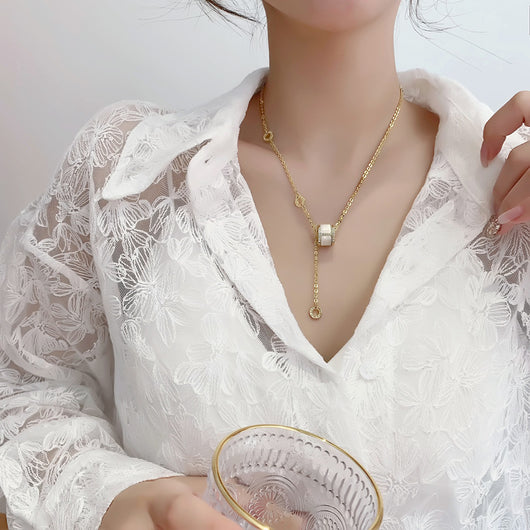 Cadena de Lujo Coreana Ópalo Cintura Fina Brisa Fría Escote - Image 17