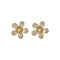 Aretes de Flor con Perla de Circón y Cinco Pétalos