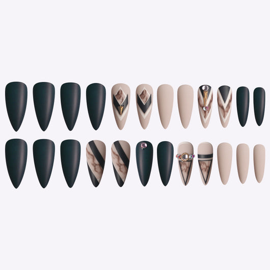 Uñas Postizas Mate Khaki con Efecto Degradado - Image 9