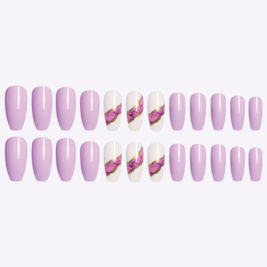 Uñas Postizas Trapezoidales Azul Oscuro de Larga Duración - Image 8