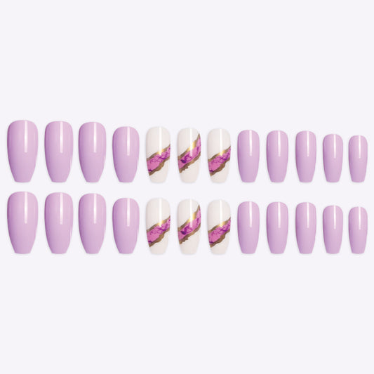 Uñas Postizas Trapezoidales Azul Oscuro de Larga Duración