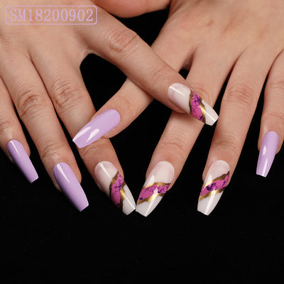 Uñas Postizas Trapezoidales Azul Oscuro de Larga Duración - Image 5