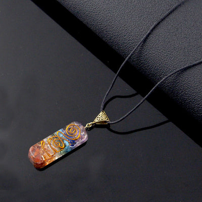 Collar Péndulo Orgone Chakras con Piedra Natural Irregular - Energía Curativa - Image 6