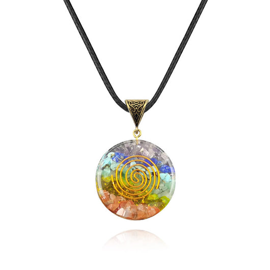 Collar Péndulo Orgone Chakras con Piedra Natural Irregular - Energía Curativa