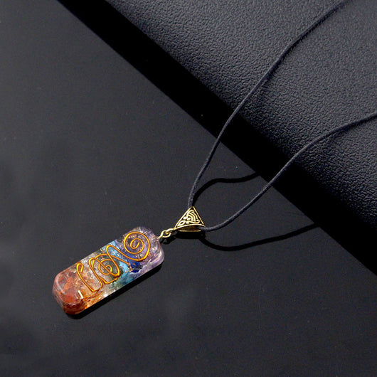 Collar Péndulo Orgone Chakras con Piedra Natural Irregular - Energía Curativa - Image 3
