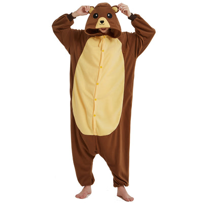 Pijama Enterizo de Felpa Polar Oso Pardo - Disfraz Cómodo para Toda la Familia - Image 13