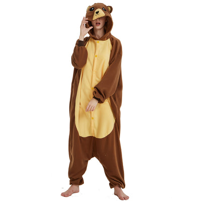 Pijama Enterizo de Felpa Polar Oso Pardo - Disfraz Cómodo para Toda la Familia