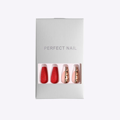 Uñas Postizas Ballet Leopardo Rojo - Image 11