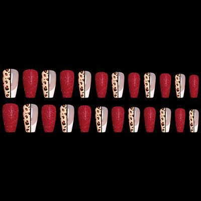 Uñas Postizas Ballet Leopardo Rojo - Image 2