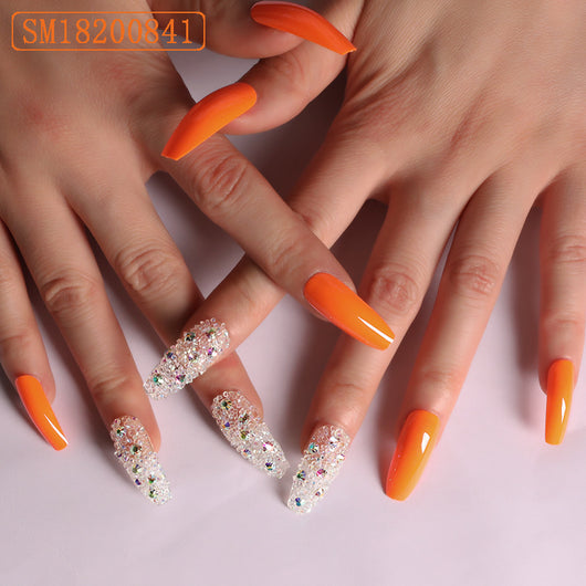 Perlas de Uñas Transparentes con Micro Diamantes - Diseño Ballet Naranja (24 piezas) - Image 10