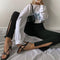 Pantalón Mujer Cintura Alta Corte Recto con Abertura Lateral Elegante