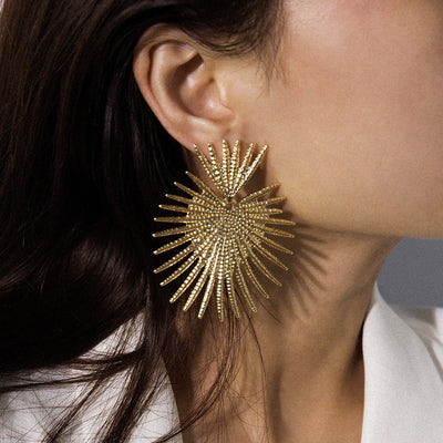 Aretes Abanico Metálicos Geométricos Grandes - Image 10