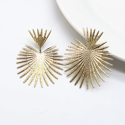 Aretes Abanico Metálicos Geométricos Grandes - Image 9