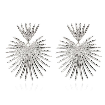 Aretes Abanico Metálicos Geométricos Grandes - Image 4