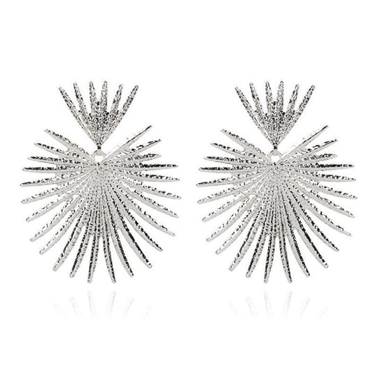 Aretes Abanico Metálicos Geométricos Grandes - Image 4