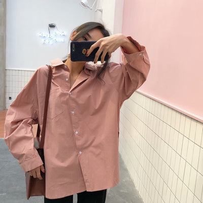 Blusa Blanca Suelta Estilo Retro Hong Kong con Mangas Largas para Mujer - Image 5