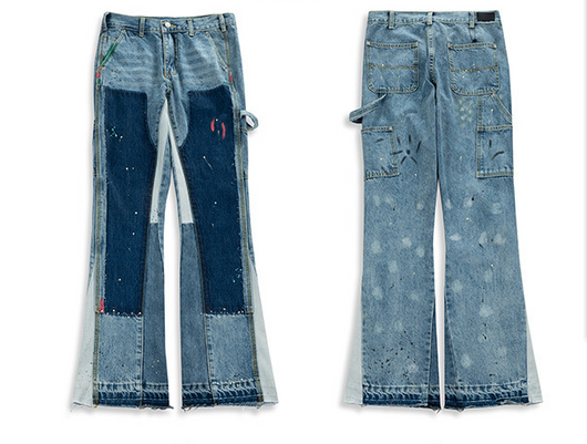 Pantalones Acampanados Oversized Unisex con Efecto Desgastado