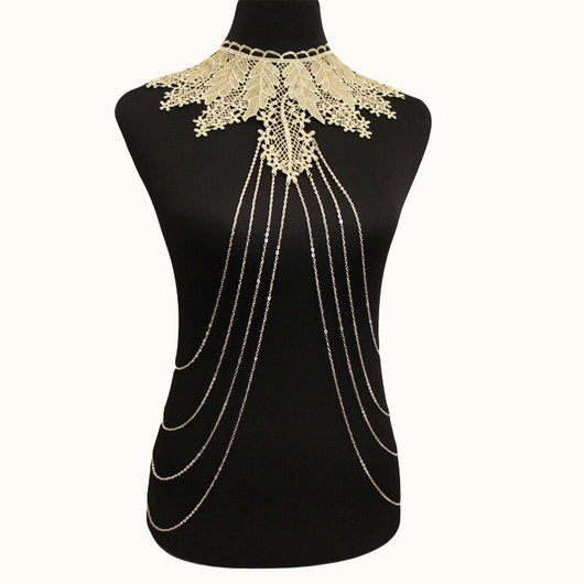 Collar Cadena Corporal de Encaje Floral Elegante - Accesorio de Moda Versátil - Image 6