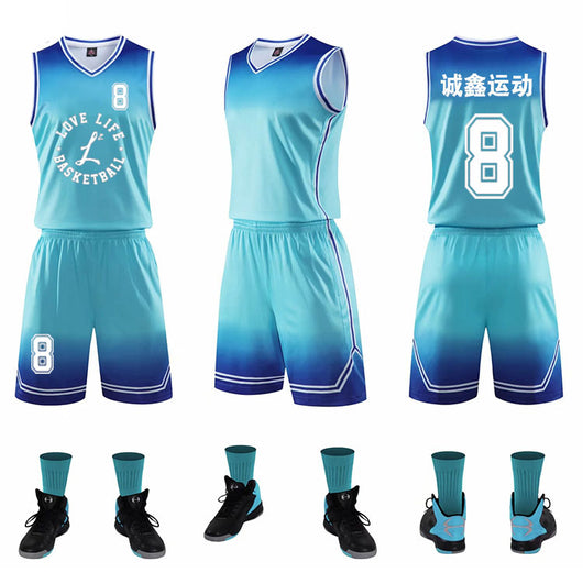 Uniforme de Baloncesto Degradado Absorbente de Sudor para Niños y Adultos - Image 13