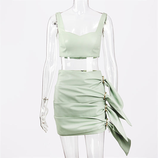 Conjunto de Falda y Top Crop en Cuero PU Premium - Image 9