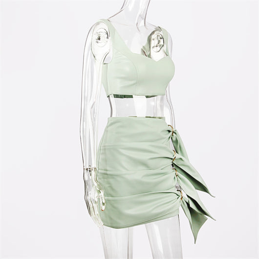 Conjunto de Falda y Top Crop en Cuero PU Premium - Image 13