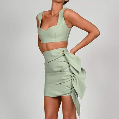 Conjunto de Falda y Top Crop en Cuero PU Premium - Image 4