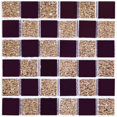 Dark purple and gold checkerboard PVC imitation tile stickers, waterproof and self-adhesive for walls or floors. - Image 11