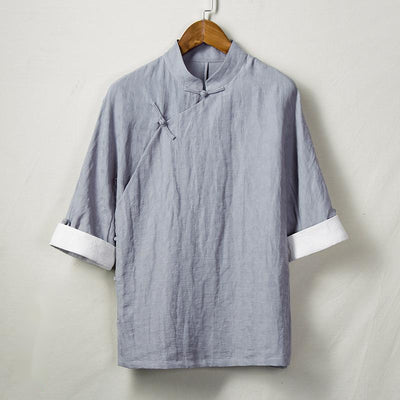 Camisa de Lino Étnica Manga 3/4 para Hombre - Image 7