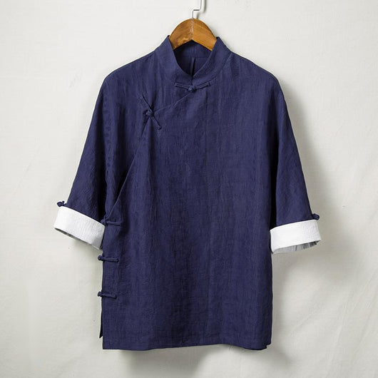 Camisa de Lino Étnica Manga 3/4 para Hombre - Image 8
