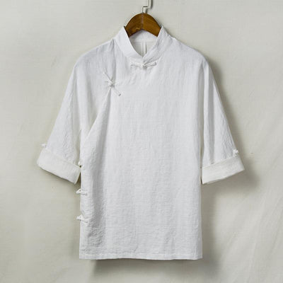 Camisa de Lino Étnica Manga 3/4 para Hombre - Image 4