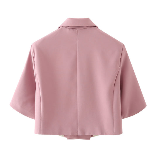 Blazer Corto Rosa Primavera Mujer - Diseño Liso y Elegante - Image 5