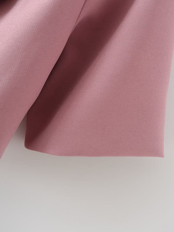 Blazer Corto Rosa Primavera Mujer - Diseño Liso y Elegante