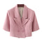 Blazer Corto Rosa Primavera Mujer - Diseño Liso y Elegante