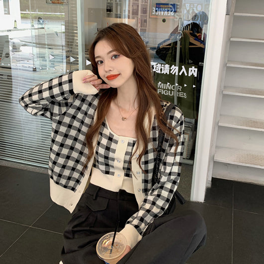 Cardigan Suéter Coreano Elegante de Manga Larga para Mujer