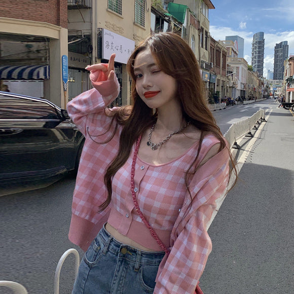 Cardigan Suéter Coreano Elegante de Manga Larga para Mujer