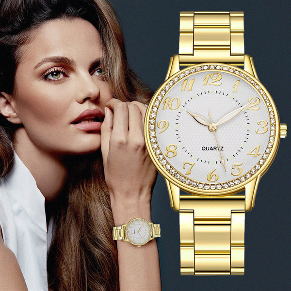 Reloj Casual Luminoso con Cristales de Diamante