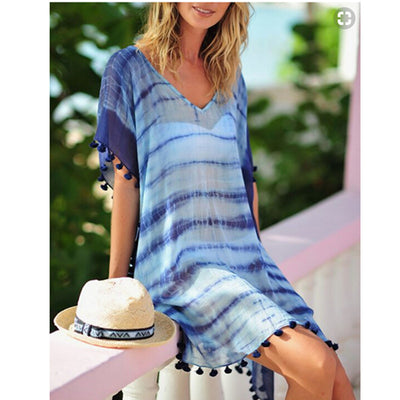 Blusa de Playa Holgada con Protección Solar y Falda Larga Plus Size - Image 4