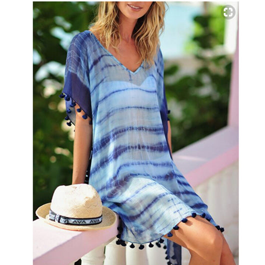 Blusa de Playa Holgada con Protección Solar y Falda Larga Plus Size - Image 4