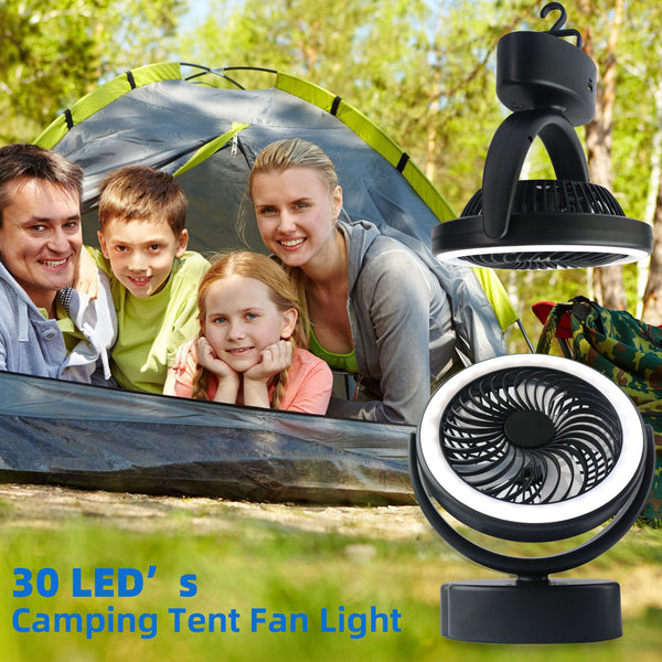 Linterna LED Camping 2 en 1 con Ventilador y Linterna - Luz de Emergencia Portátil