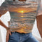 Camiseta Cuello Redondo Mujer Estampado Paisaje Marino