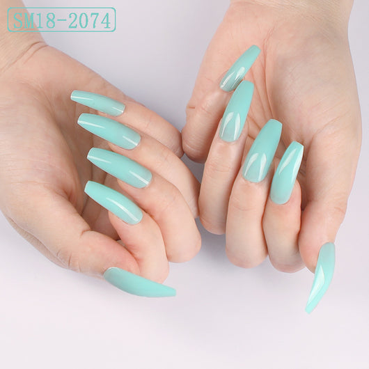 Uñas Postizas Largas Coffin Color Sólido - Image 20
