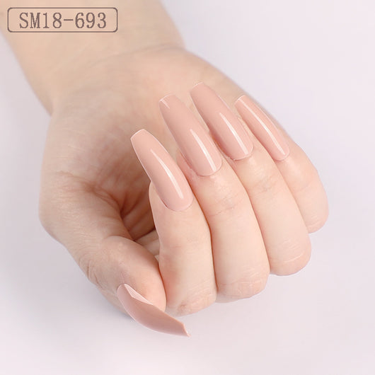 Uñas Postizas Largas Coffin Color Sólido