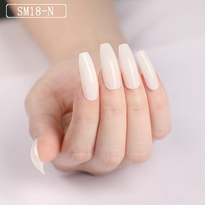 Uñas Postizas Largas Coffin Color Sólido - Image 4
