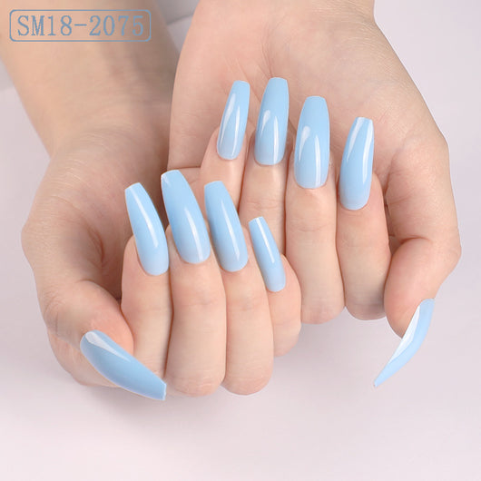 Uñas Postizas Largas Coffin Color Sólido - Image 8