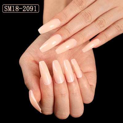 Uñas Postizas Largas Coffin Color Sólido - Image 5