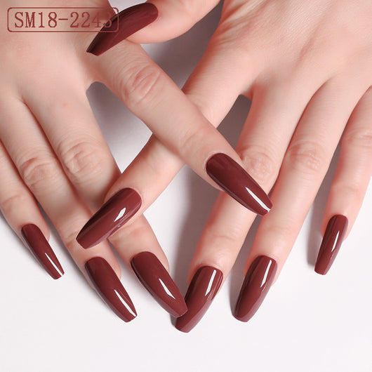 Uñas Postizas Largas Coffin Color Sólido - Image 13