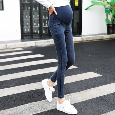 Pantalones Premamá Estilo Coreano en Denim Lavado para Otoño - Image 9