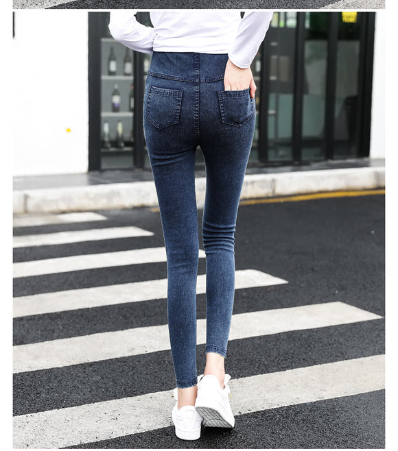 Pantalones Premamá Estilo Coreano en Denim Lavado para Otoño