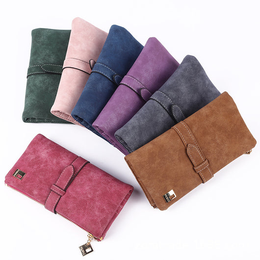 Billetera Vintage Frosted para Mujer - Cartera Bifold con Múltiples Compartimentos y Cierre de Hebilla - Image 5