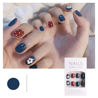 Uñas Postizas Decoradas Removibles Cortas Impermeables de Larga Duración
